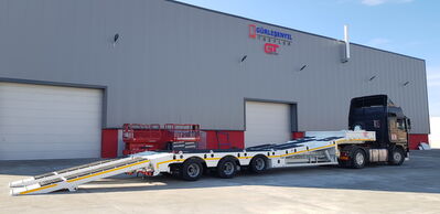 GT LOWBED SEMI TRAILERS which is knows also low loader and can carry heavy loads , excavators , construction machines, transformer, generator , cranes , caravans , army tanks and different kind of big machines. Lowbed Semi Trailers can be produced between 2 axles to 8 axles and loading capacity starting from 20 Tons to 180 Tons , rear or front loading Lowbed Trailers and platform as customer demand with different kind of specification according to demand. Self steering axles, hydraulic auto remote control axles, pool type chassis, Low bed Trailers hydraulic ramp, platform type chassis can be used in different kind of Low bed trailer