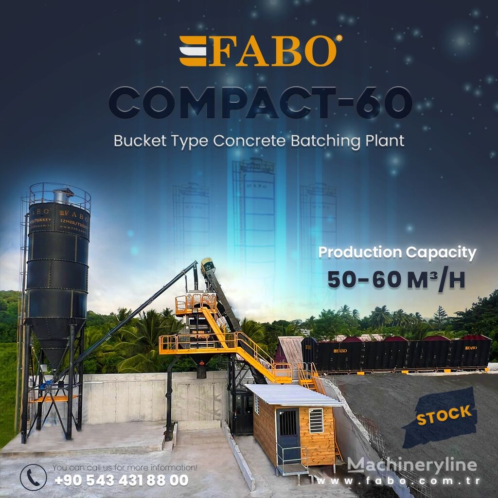 centrale à béton FABO SKIP SYSTEM CONCRETE BATCHING PLANT | 60m3/h Capacity | STOCK neuve